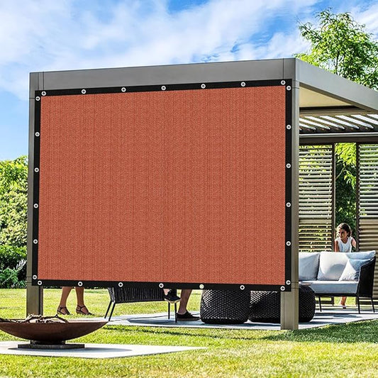 Artpuch 90% Sun Shade Cloth, 8 x 18 FT Pergola Shade Cover Canopy with Grommets, Sun Screen Fabric Tarp for Patio, Outdoor, Garden, Backyard, Rust Red