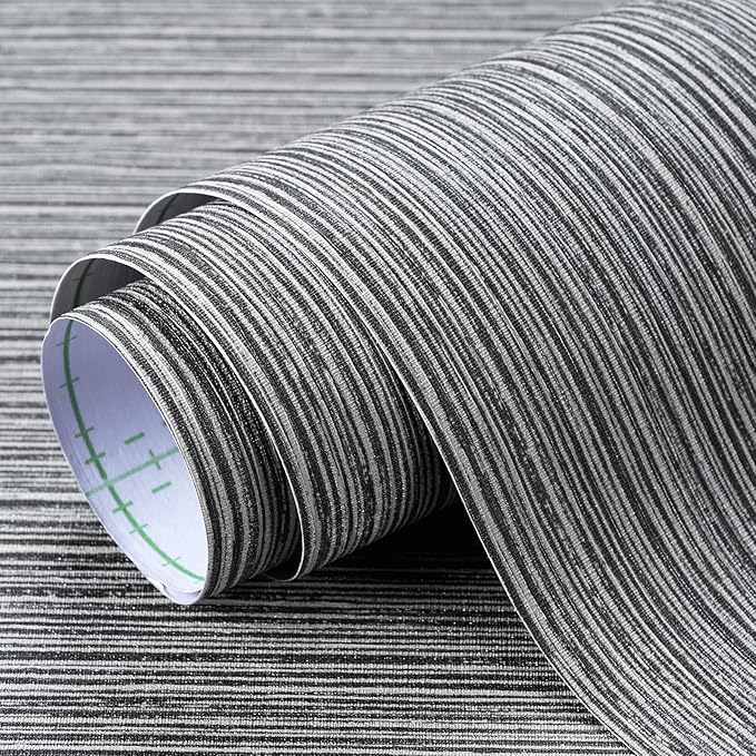Grasscloth Textured Wallpaper Dark Gray Linen Thick 24" X 394" Fabric Contact