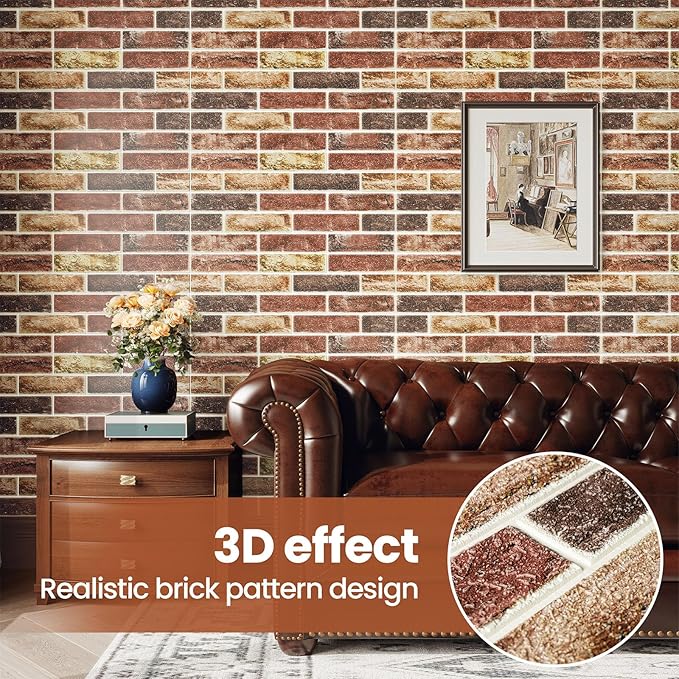 3D Wall Panels Brick Peel and Stick 26.7"x13.4"-10 PCS
