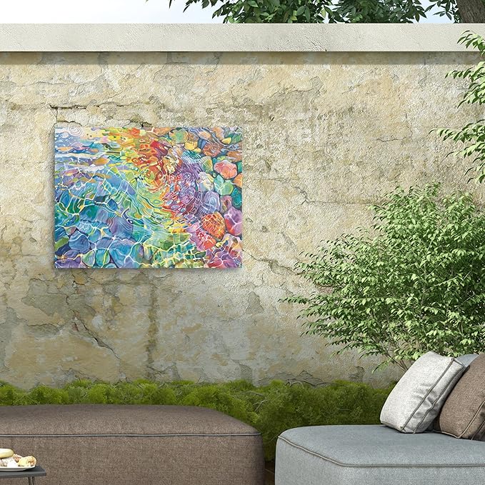 Outdoor Canvas Art - Michael David Ward 'River Rocks' Wall Art for Outdoor Spaces, Patios, or Gardens by Trademark Fine Art