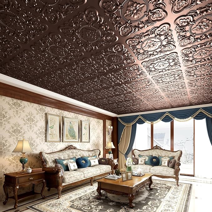 Art3dwallpanels 12 Pack Drop Ceiling Tiles, 24 x 24 Inch High Grade PVC 3D Wall