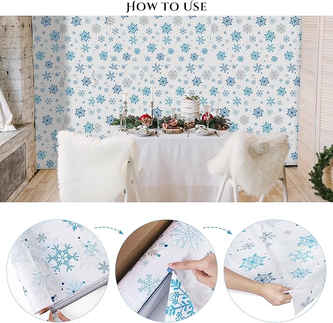 Kochorie 100 Ft x 54 Inch Christmas Snowflake Printed Tablecloth Roll