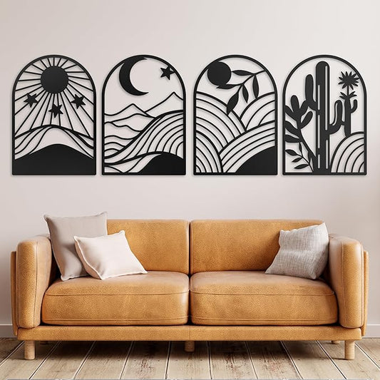 GALLERY GRACE Metal Wall Art Decor – 11" x 16", Office – Boho Minimalist Black