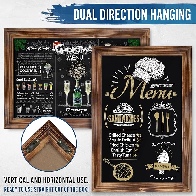 HBCY Creations 20" X 30" Torched Brown Solid Wood Frame Wall Chalkboard