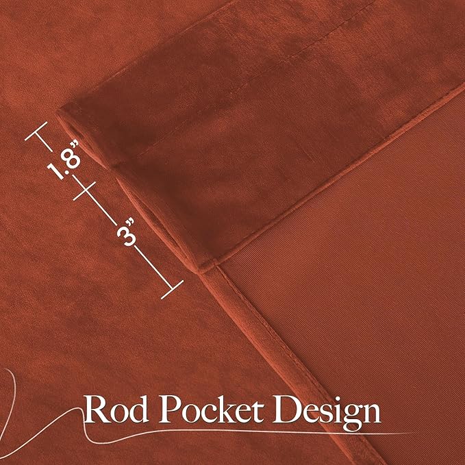 NICETOWN Rust Red Blackout Velvet Curtains