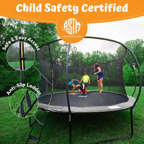 Jumpzylla Trampoline - Outdoor Recreational Trampoline with Enclosure & Ladder | 8FT to 16FT, ASTM Approved, Anti-Rust Frame