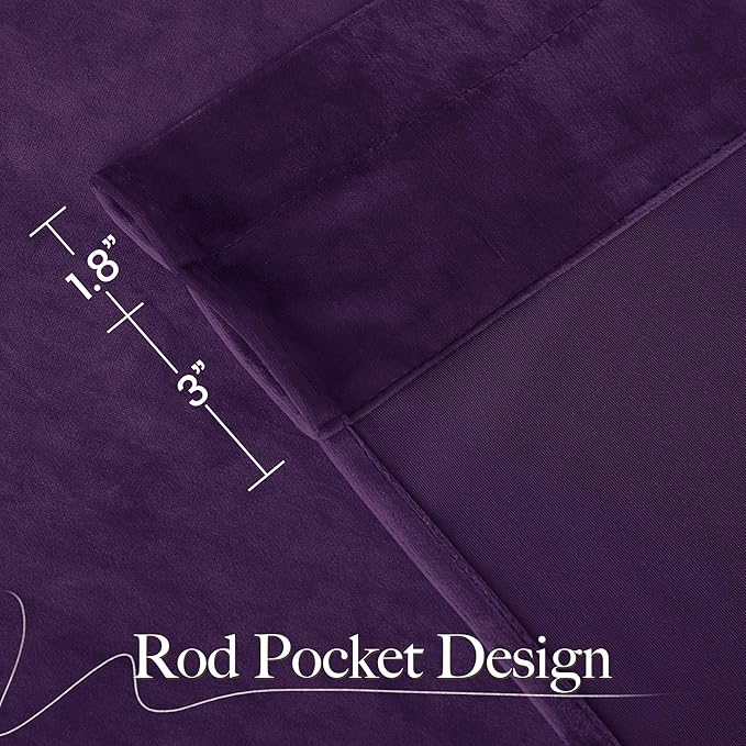 NICETOWN Purple Velvet Curtains and Drapes, Extra Long Elegant Wall Backdrop