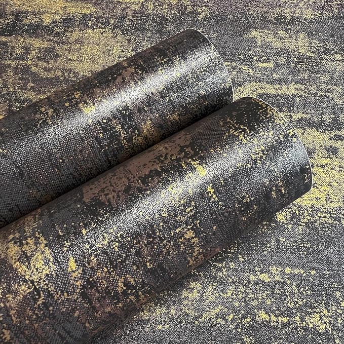 JiffDiff Vintage Metallic Peel and Stick Wallpaper Industrial Metallic Concrete