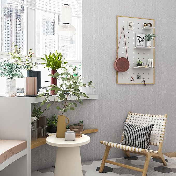 Grasscloth Peel and Stick Wallpaper Gray Fabric Wallpaper Faux Linen Wallpapers