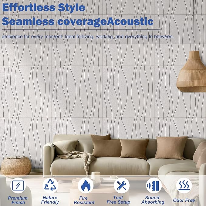 6 PCS Acoustic Panels, 23.6x23.6'' Self-Adhesive Soundproof Wall Panels