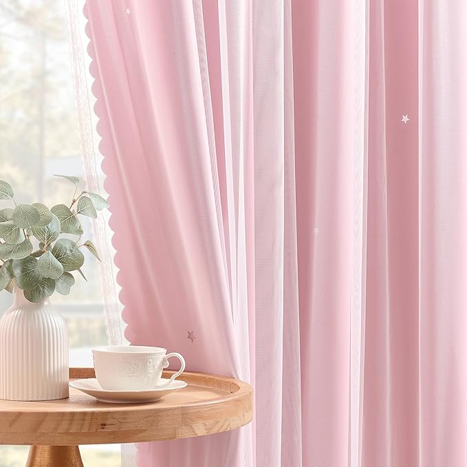 XiDi Light Pink Curtains for Bedroom, Girls Room Blackout Curtains, Kids Room