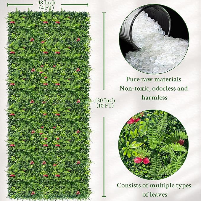 ODTORY Artificial Grass Wall Backdrop Panels Roll: 48X120 in UV-Anti Greenery