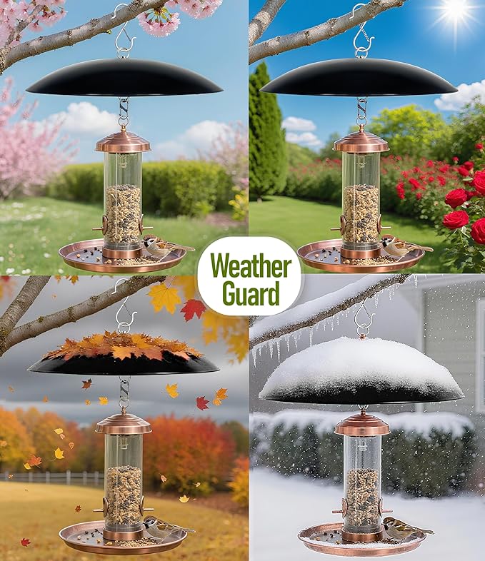 13" Bird Feeder Rain Guard, Hummingbird Feeder's Shade Dome Cover, Hanging Baffle for Bird Feeders Pole,Smart Birds Feeder Umbrella (Black), 3 Pack