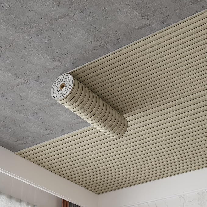 Peel and Stick PVC Slat Wall Panels, Wood Grain Self-Adhesive Soundproof