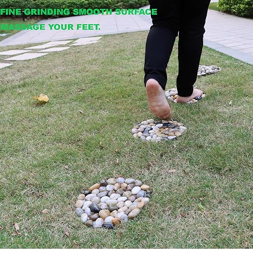 Garden Stepping Stones Outdoor Round River Stone Decorative Nature River Rocks for Landscaping Outside Walkway Patio Yard Garden Pathway (9in 6pcs Pack)