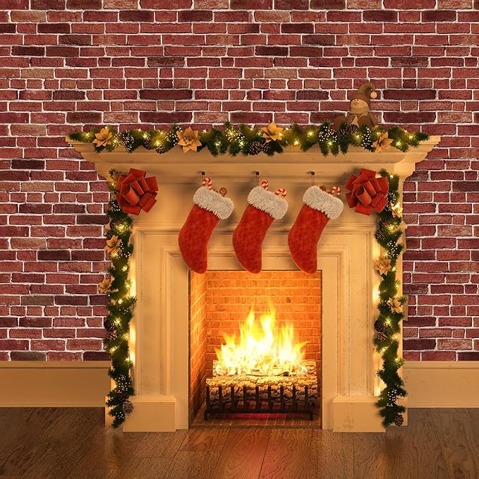 Chuangdi 2pcs 4.5 x 9 Feet Brick Wallpaper Peel and Stick Backdrop Tablecloth