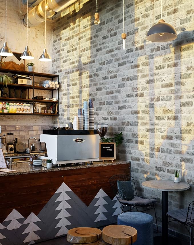 Guvana 17.3"×118" Brick Peel and Stick Wallpaper Brick Wallpaper Grey Brown 3D