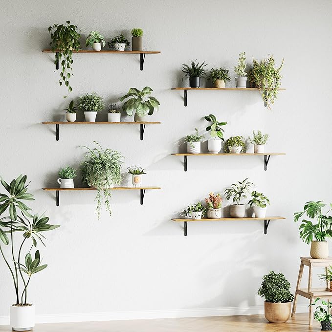 WOPITUES Floating Shelves for Wall 48″W x 8″D, Long Wall Mounted Shelves Set of