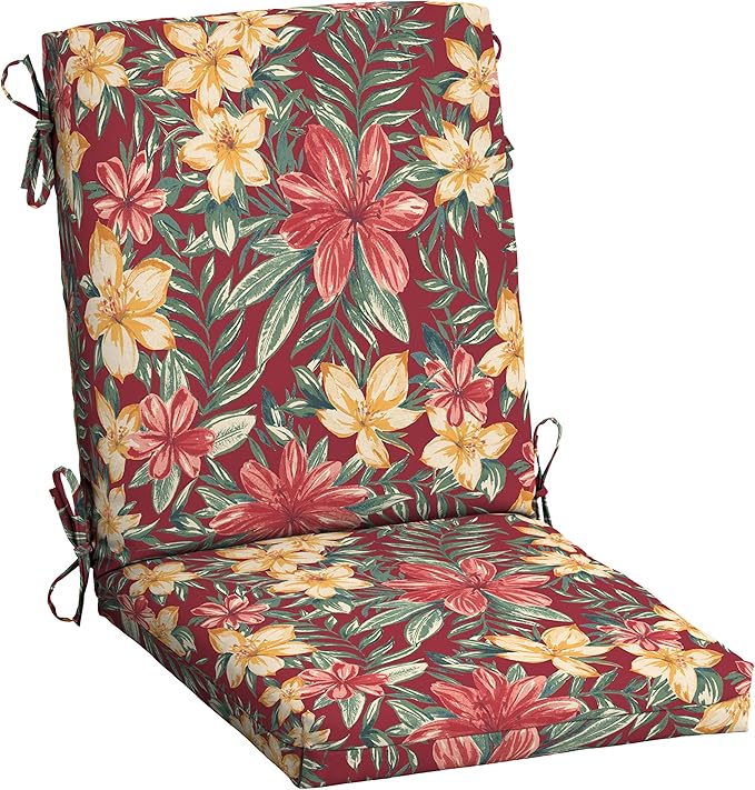 Arden Outdoor Patio Dining Chair Cushion, 20x44, Rain-Proof Seat Pad, Fade-Resistant Outdoor Cushion Ruby Clarissa