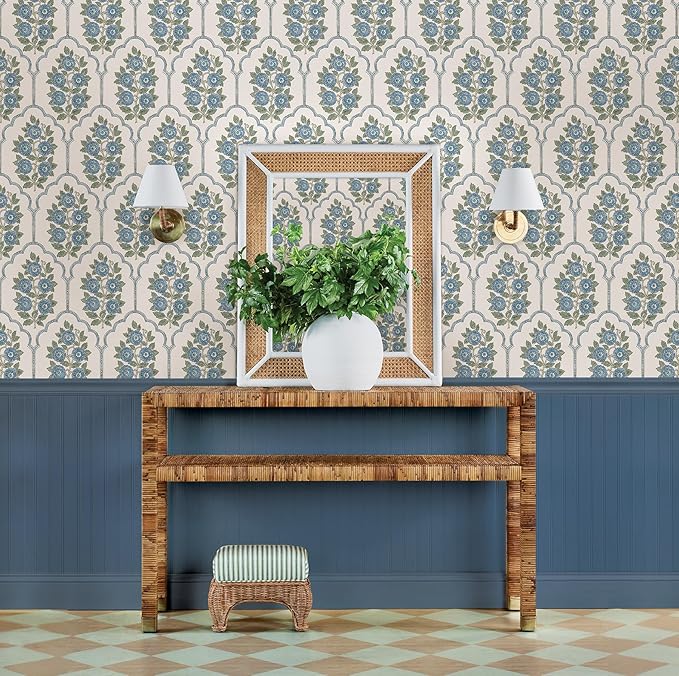 NuWallpaper x Society Social Floral Bazaar Green and Blue Peel and Stick