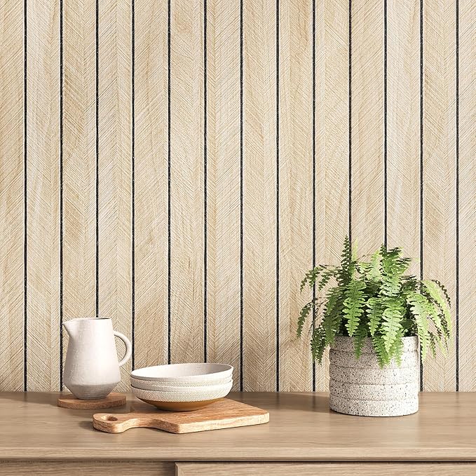 VEELIKE Large Roll Wood Wall Panels 30''x118'' White Oak Wood Slat Peel and