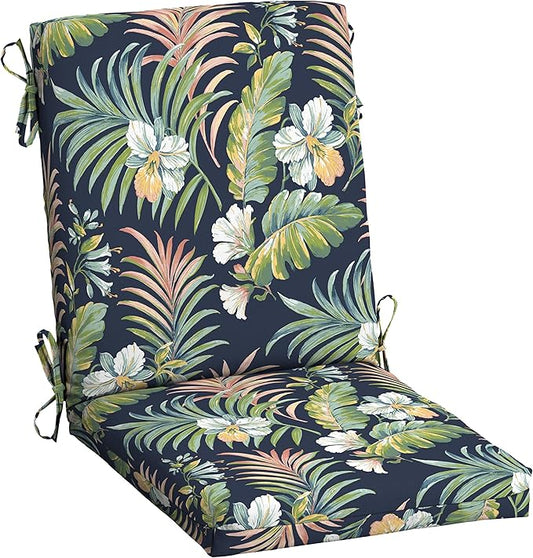 Arden Outdoor Patio Dining Chair Cushion, 20x44, Rain-Proof Seat Pad, Fade-Resistant Outdoor Cushion Simone Blue Tropical