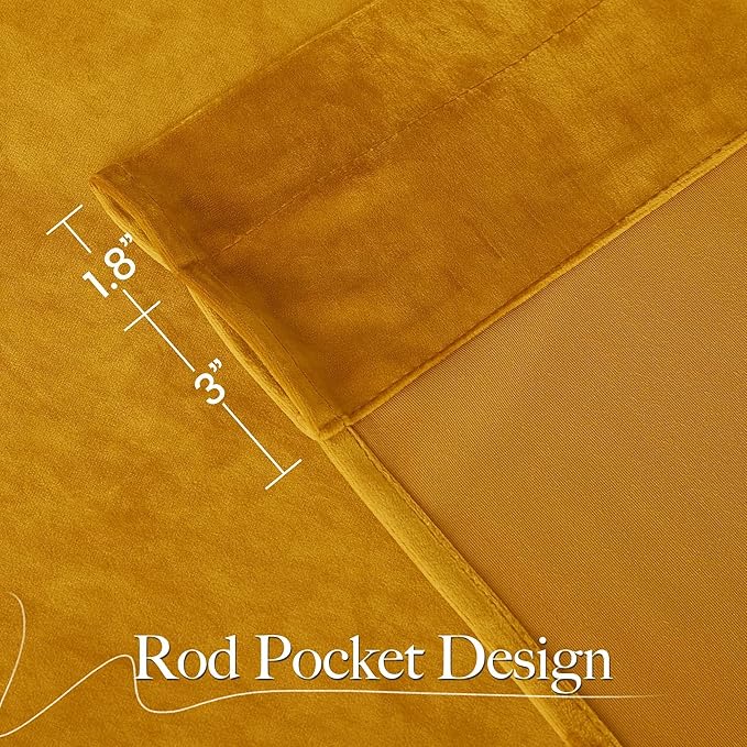 NICETOWN Warm Gold Velvet Curtains 84 inches Long, Room Darkening Drapes