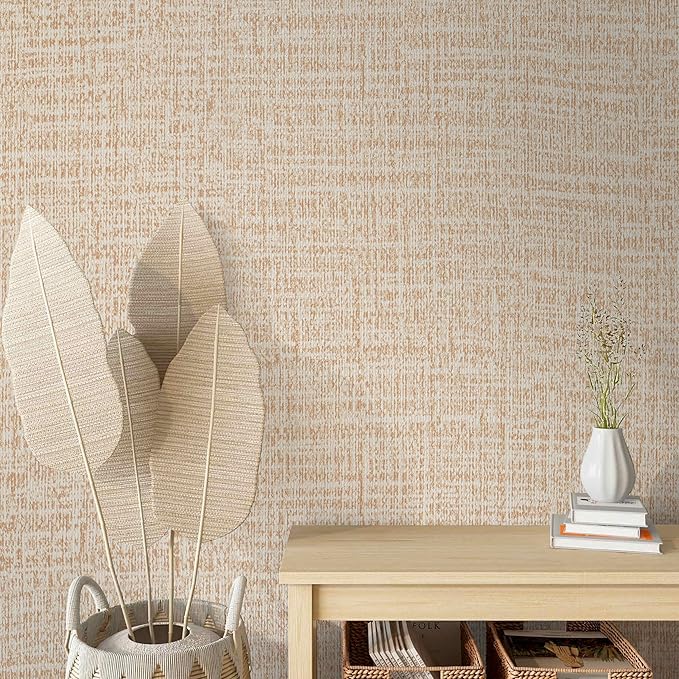 Guvana Grasscloth Peel and Stick Wallpaper Beige Textured Contact Paper Modern