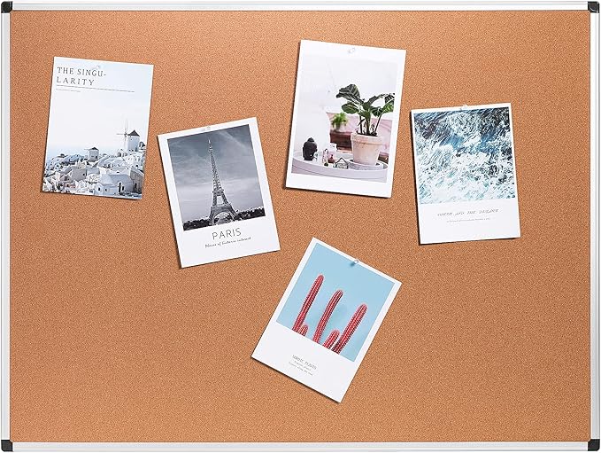 Amazon Basics Rectangular Bulletin Board, Cork Board