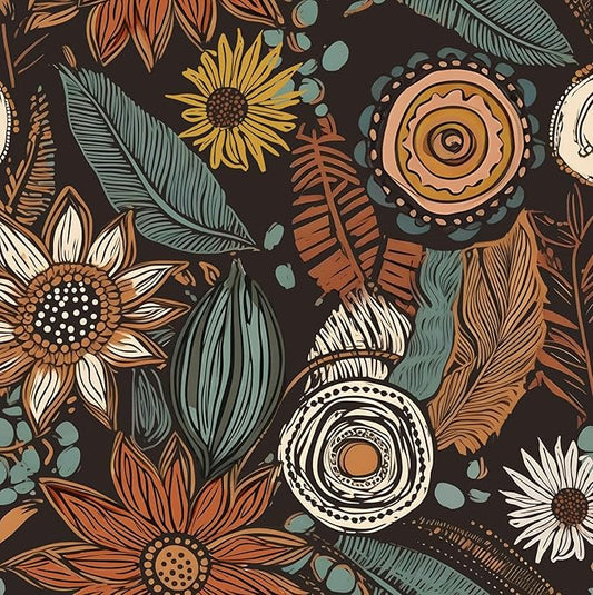 Laatse Rustic Boho Wallpaper Peel and Stick, Vintage Dark Brown Floral Contact