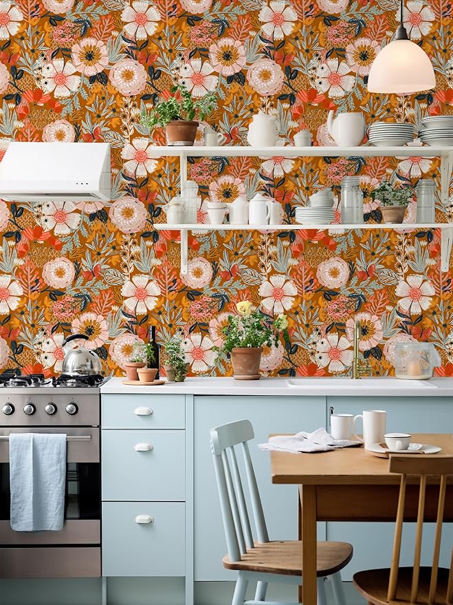 HAOKHOME Boho Peel and Stick Wallpaper Floral Wall Paper Removable