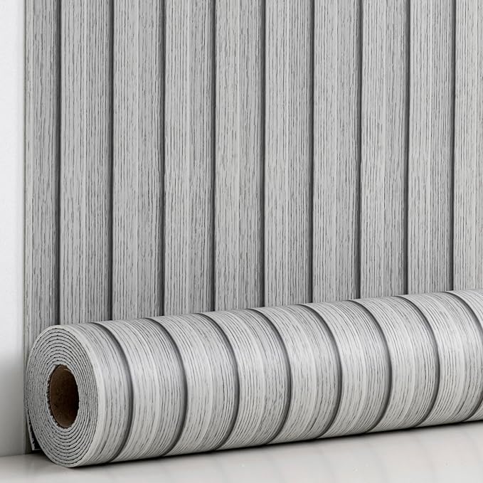 Haimin Wood Grain Slat Wall Panels Peel and Stick Faux Wood Thick Wallpaper