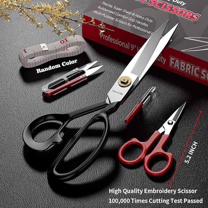 Fabric Scissors - 8 Inch Heavy Duty Tailor Shears for Fabric Cutting - Ultra Sharp Cloth Scissors - Multipurpose Utility Dressmaker Leather Titanium