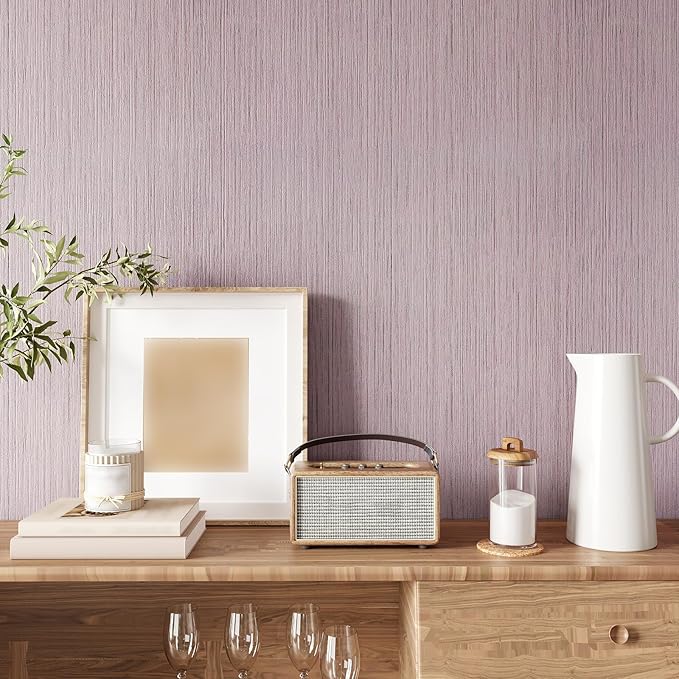 CRE8TIVE Pale Pink Grasscloth Peel and Stick Wallpaper