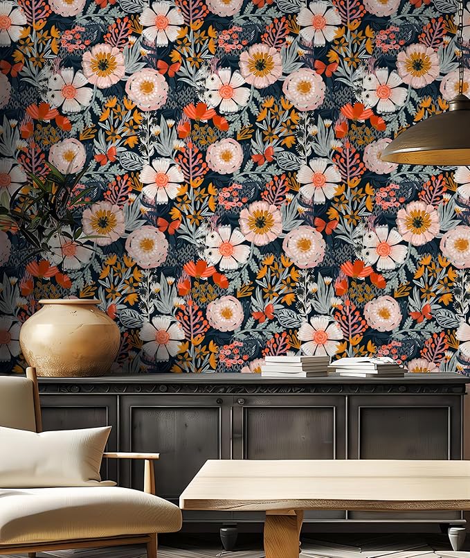 HAOKHOME Boho Peel and Stick Wallpaper Floral Wall Paper Removable