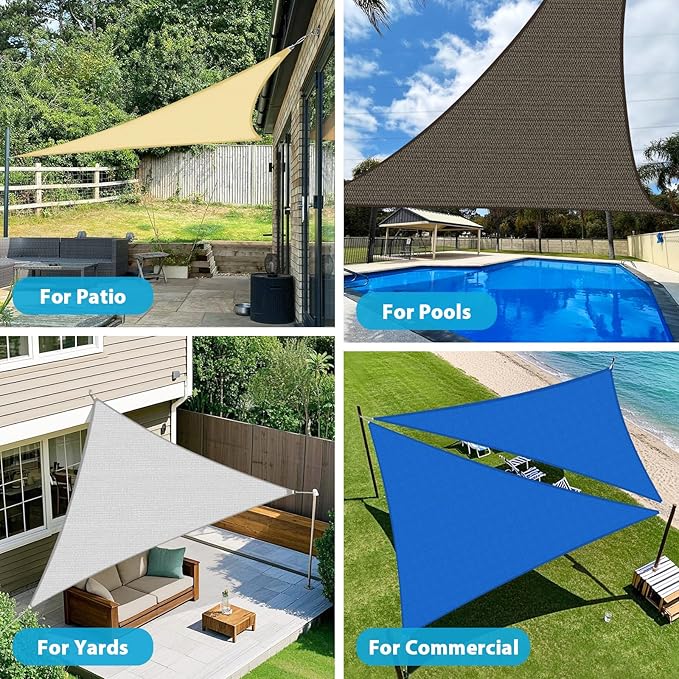 Amagenix Sun Shade Sail 15'X15'X21'Curved Edge Outdoor Shade Canopy Dark Green Breathable 95% UV Block Shade Cloth for Patio Garden Backyard (We Make Custom Size)
