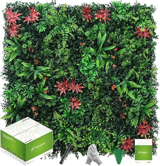 Grass Wall Panels 18 Pack 20"x20", Artificial Hedge Greenery Wall Backdrop