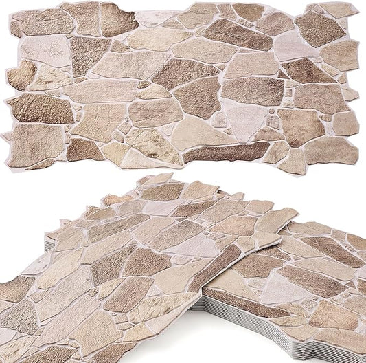 12 Pack 38.6" x 18.9" Peel and Stick 3D Faux Stone Wall Panels PVC Lightweight