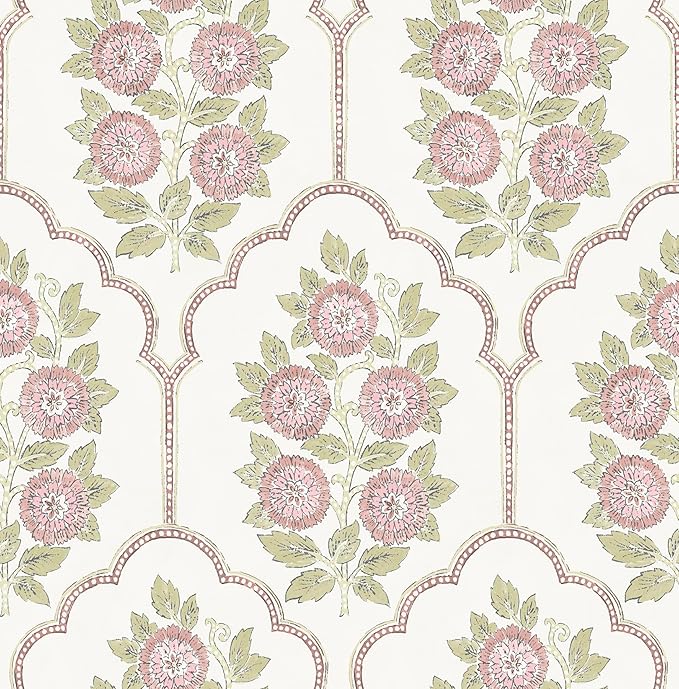 NuWallpaper x Society Social Floral Bazaar Rose Water Peel and Stick Wallpaper