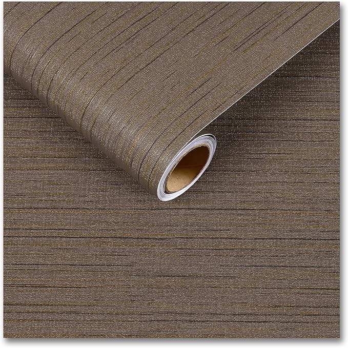 CRE8TIVE Wide 24"x118" Dark Brown Grasscloth Peel and Stick Wallpaper Fabric