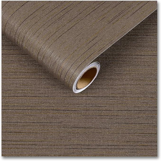 CRE8TIVE Wide 24"x118" Dark Brown Grasscloth Peel and Stick Wallpaper Fabric