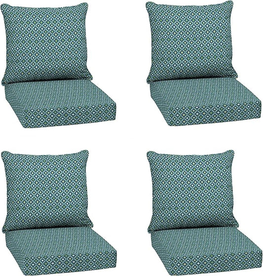 Arden Outdoor Deep Seat Cushion Set (4-Pack), 22 in x 24 in, Weather-Proof, Rain-Proof, Fade Resistant Patio Cushion for Chair, Sofa, and Couch Alana Tile