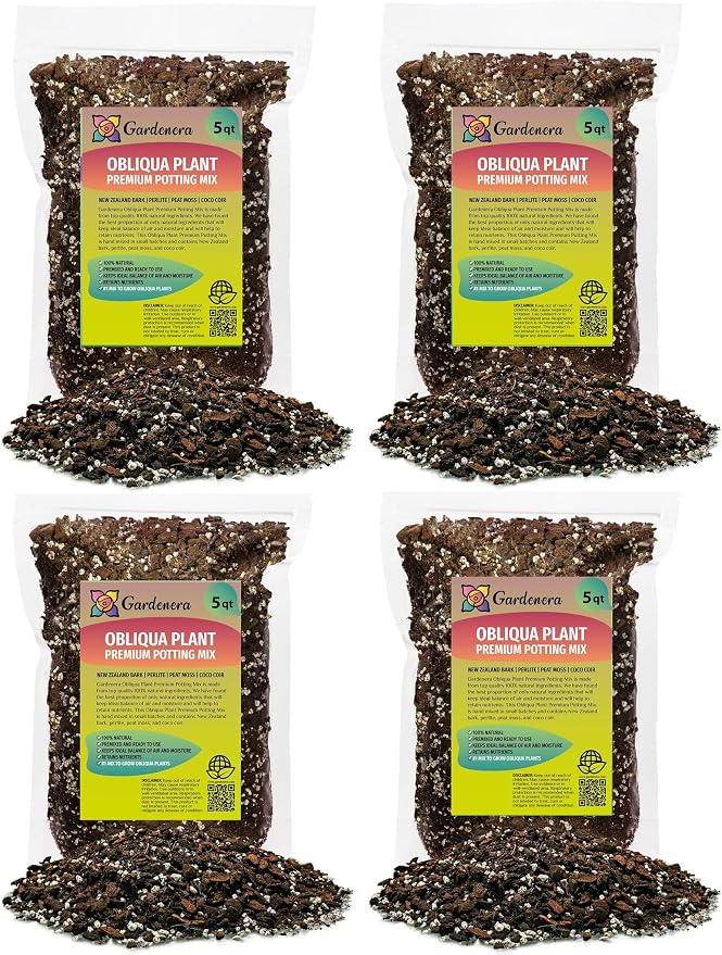 GARDENERA Trusted Monstera Obliqua Soil Mix - Strong and Healthy Plants by Gardenera - 20 Quart (4 Bags of 5 Quart)