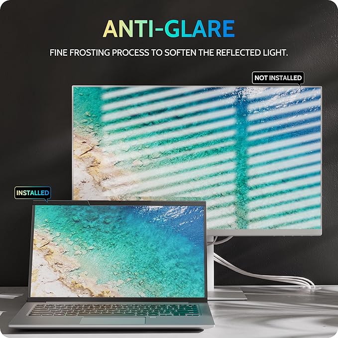 Peslv Magnetic Laptop Privacy Screen 14 inch for 16:9 Computer Monitor, 14" Removable Anti Glare Protector Blue Light Filter Shield Compatible with Lenovo Hp Dell Acer Asus Thinkpad Envy Xps