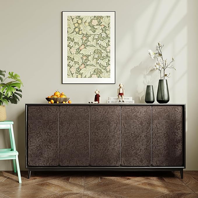 Abyssaly Brown Peel and Stick Wallpaper Vintage Embossed Floral Contact Paper