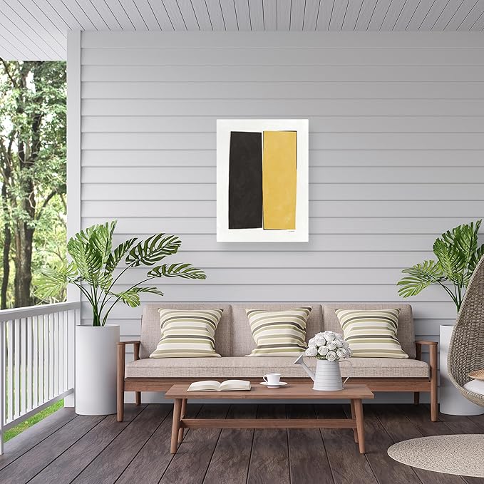 Trademark Fine Art Outdoor Canvas Art - Mike Schick 'Monolithic I Neutral' Wall Art for Outdoor Spaces, Patios, or Gardens