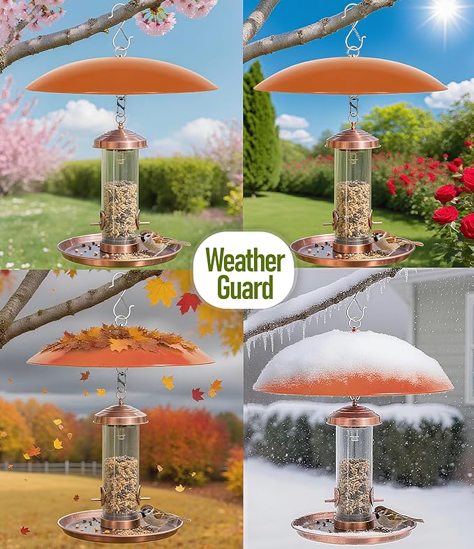 13" Hummingbird Feeder Shade Cover,Bird Feeder Dome Rain Cover,Smart Bird Feeders Umbrella,Squirrel Proof for Shepherd's Hook Outdoors(Terracotta), 3 Pack