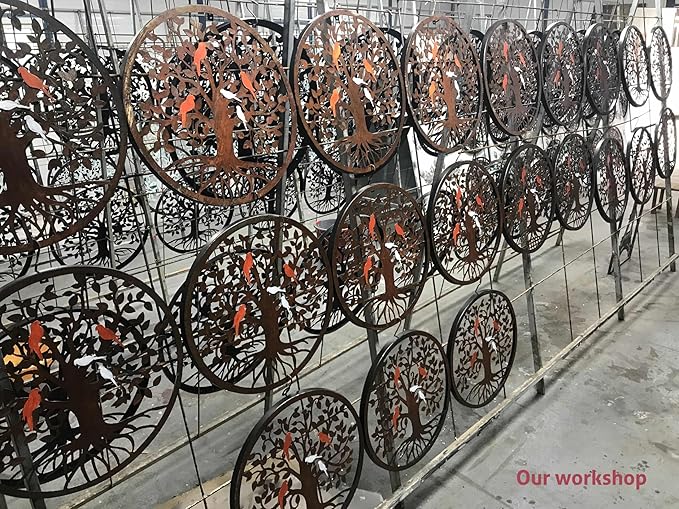 CHINDEUISYUT 23 Inches Tree of Life Wall Art Metal, Large Metal Tree of Life Wall Decor Wall Hanging for Living Room Bedroom Garden Porch Patio Office Home Decor, 23in x 23in x 0.88 in