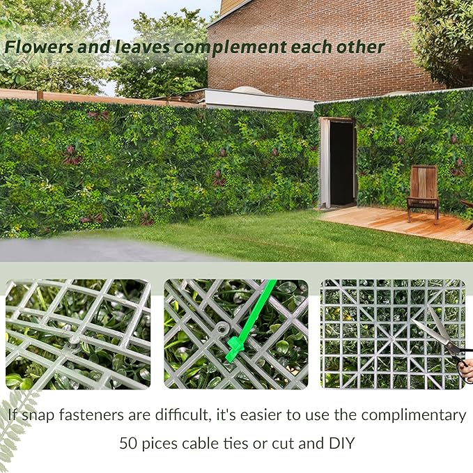 Artificial Plant Wall Boxwood Roll: 48"x120" UV Resistant Green Leaves Faux