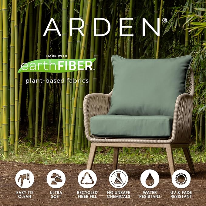 Arden 2-Pack earthFIBER Outdoor Patio Dining Chair Cushion, 20x44, Rain-Proof Seat Pad, Fade-Resistant Outdoor Cushion Sapphire Blue Garden Trellis